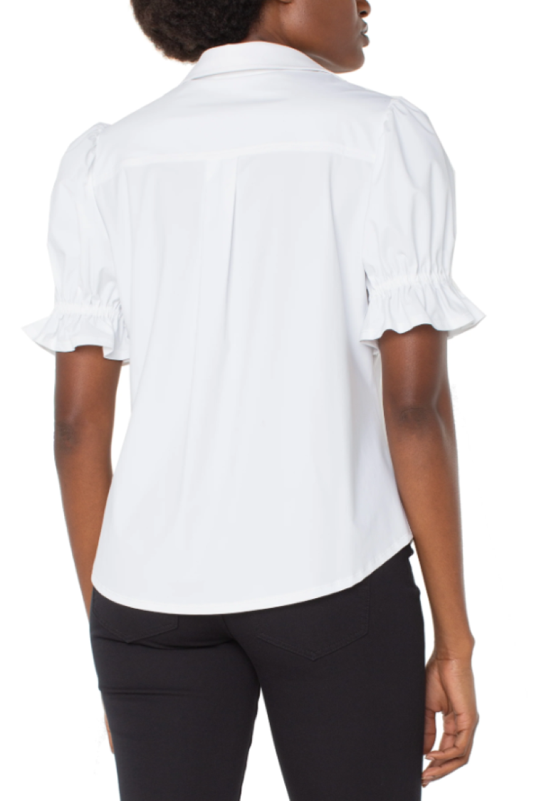 Snap Front Puff Sleeve Shirt