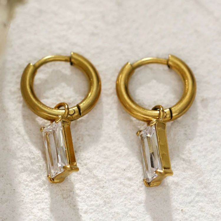 CACA Vintage Inspired Encased Clear Crystal Drop Earrings