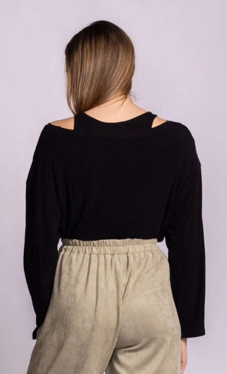 Pink Martini Dottie Layered Boat Neck Top