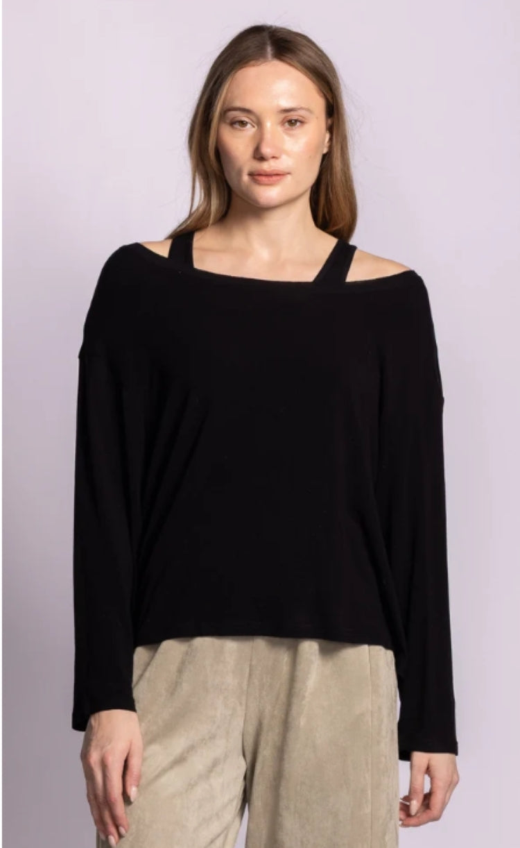 Pink Martini Dottie Layered Boat Neck Top