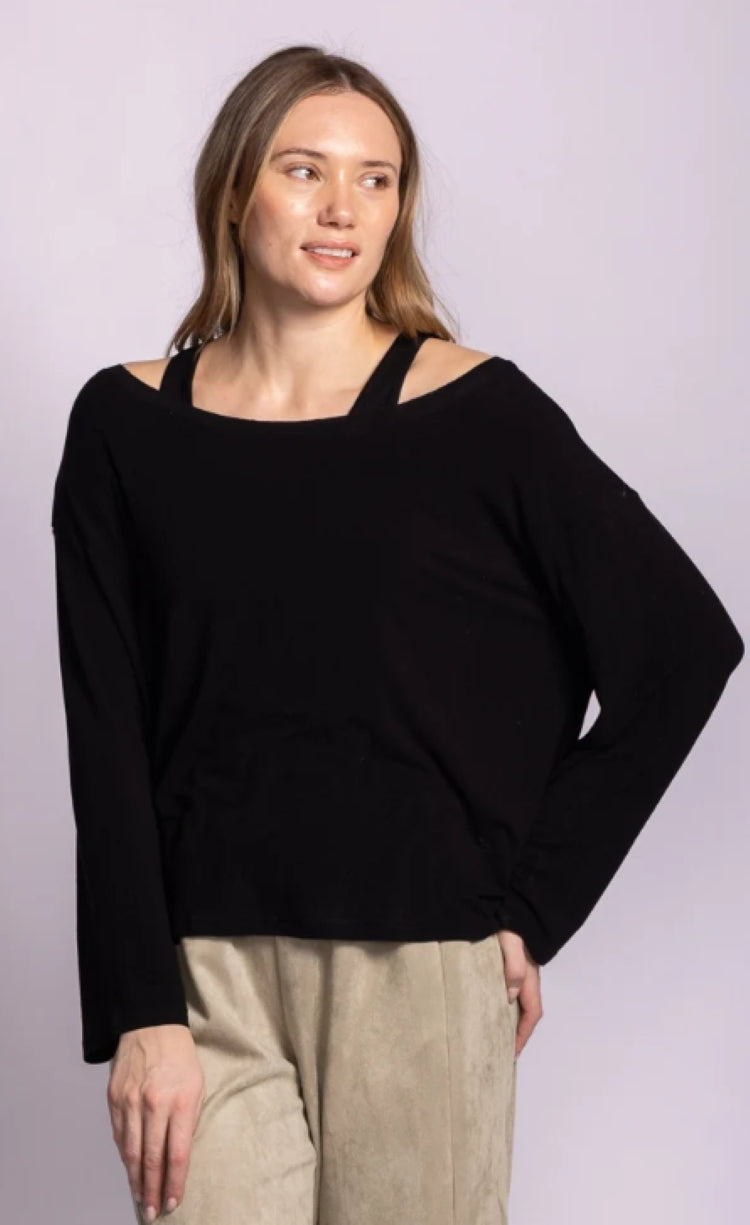 Pink Martini Dottie Layered Boat Neck Top