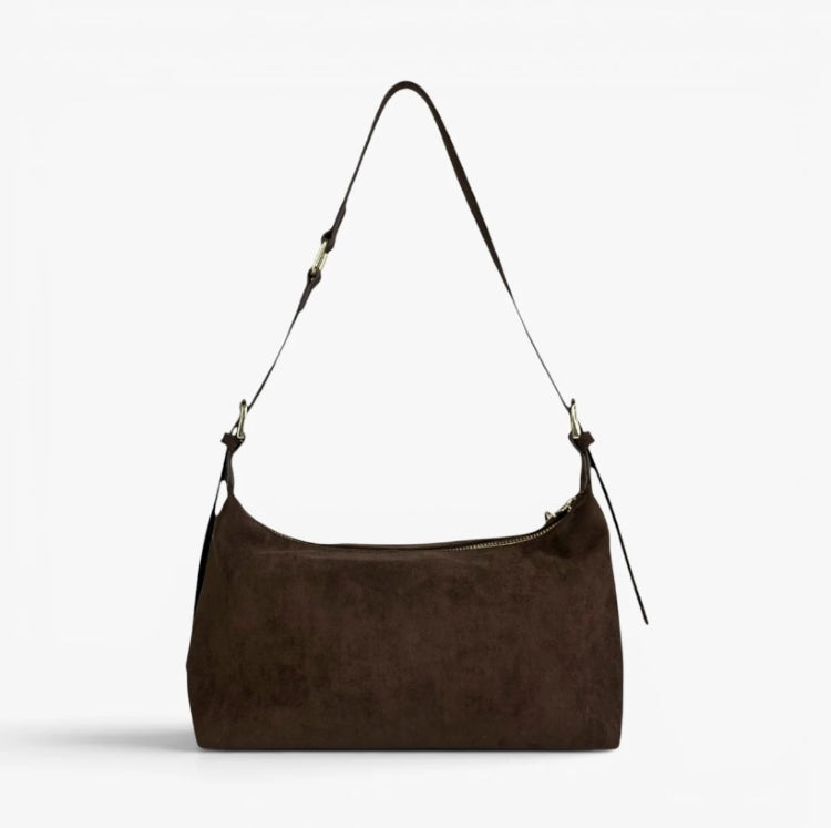 SKYLA IVY Faux Suede Shoulder Bag Chocolate