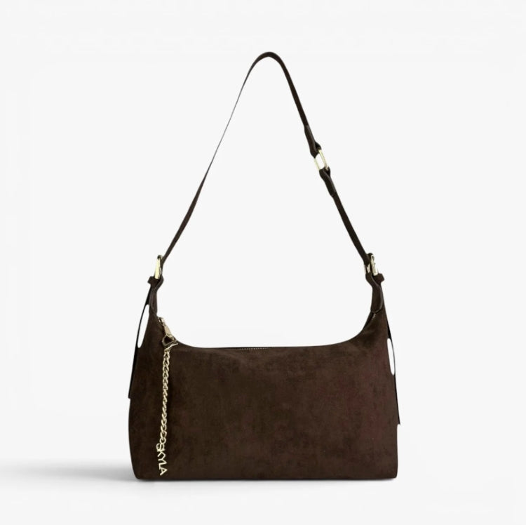 SKYLA IVY Faux Suede Shoulder Bag Chocolate