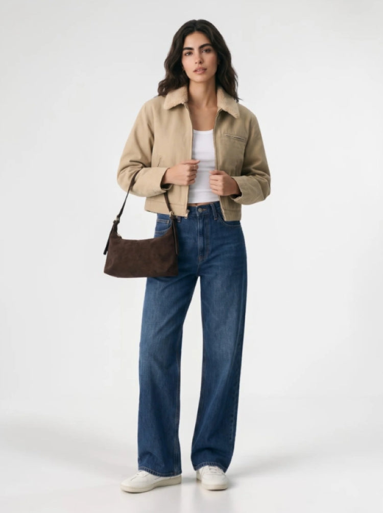 SKYLA IVY Faux Suede Shoulder Bag Chocolate