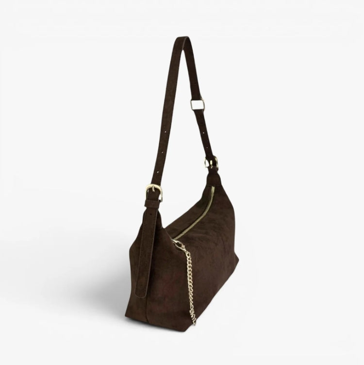 SKYLA IVY Faux Suede Shoulder Bag Chocolate