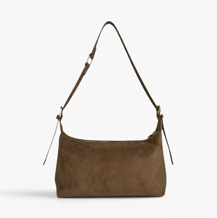 SKYLA IVY Faux Suede Shoulder Bag Chocolate