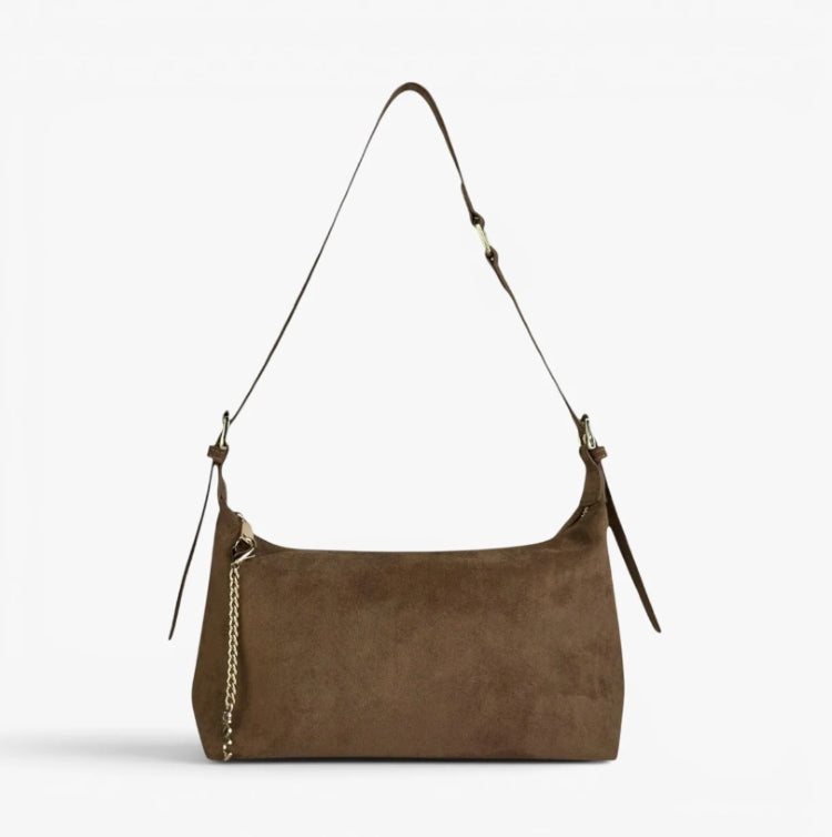 SKYLA IVY Faux Suede Shoulder Bag Chocolate