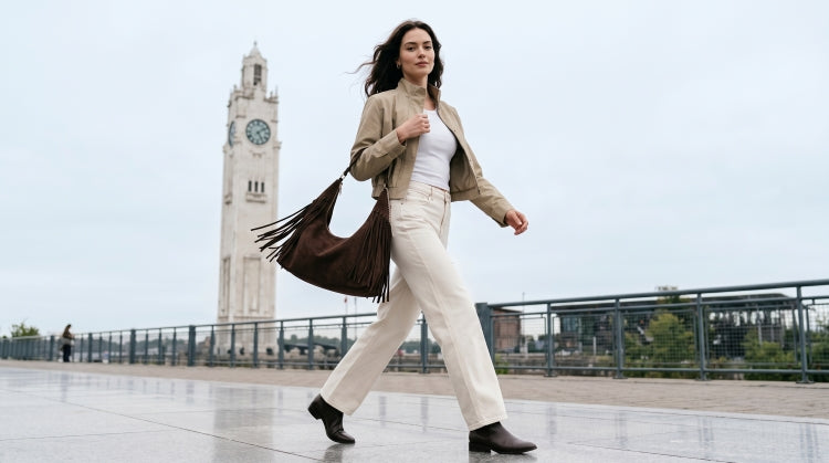 SKYLA JACKIE Faux Suede Fringe Hobo Bag