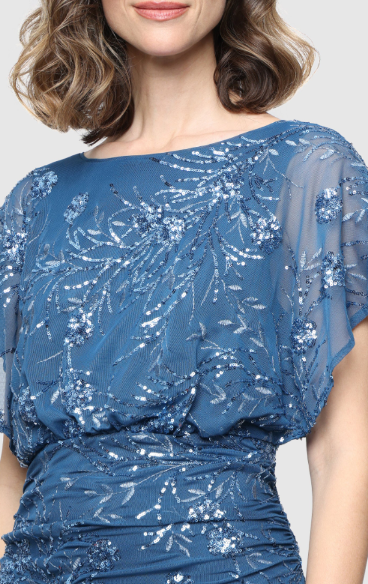 Tule Blouson Dress With Sequins