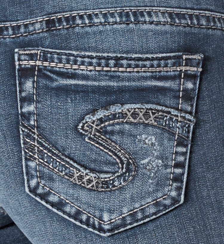 ﻿Silver Jeans Style: L03403SSG453 Elyse Straight Leg Pocket Detail
