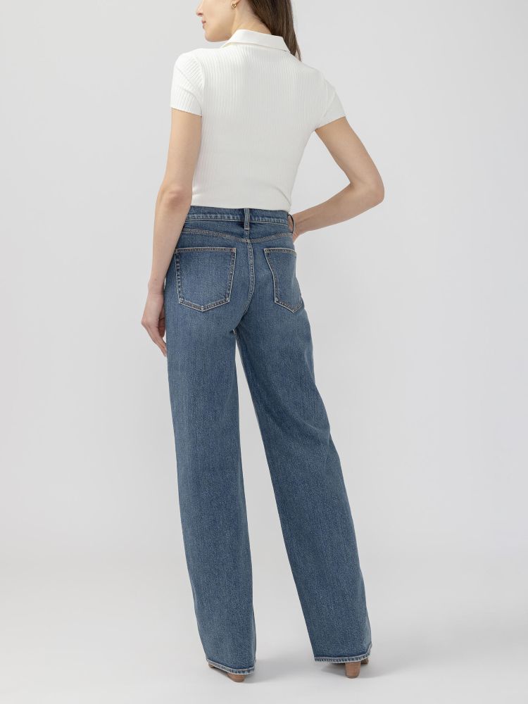 V-Front Wide Leg Jeans