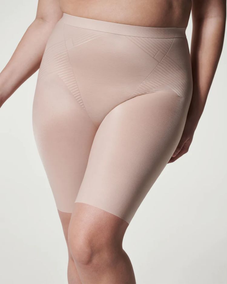 Spanx Style: 10234R,Thinstincts® 2.0 Mid-Thigh Short, champagne, front detail view