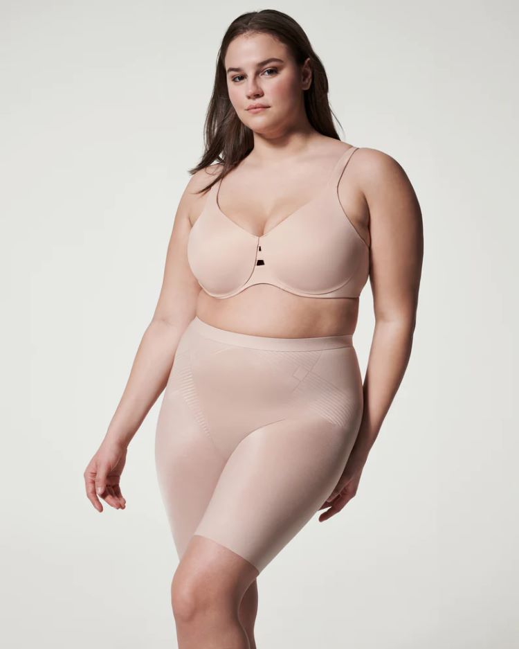 Spanx Style: 10234R,Thinstincts® 2.0 Mid-Thigh Short, champagne, front view