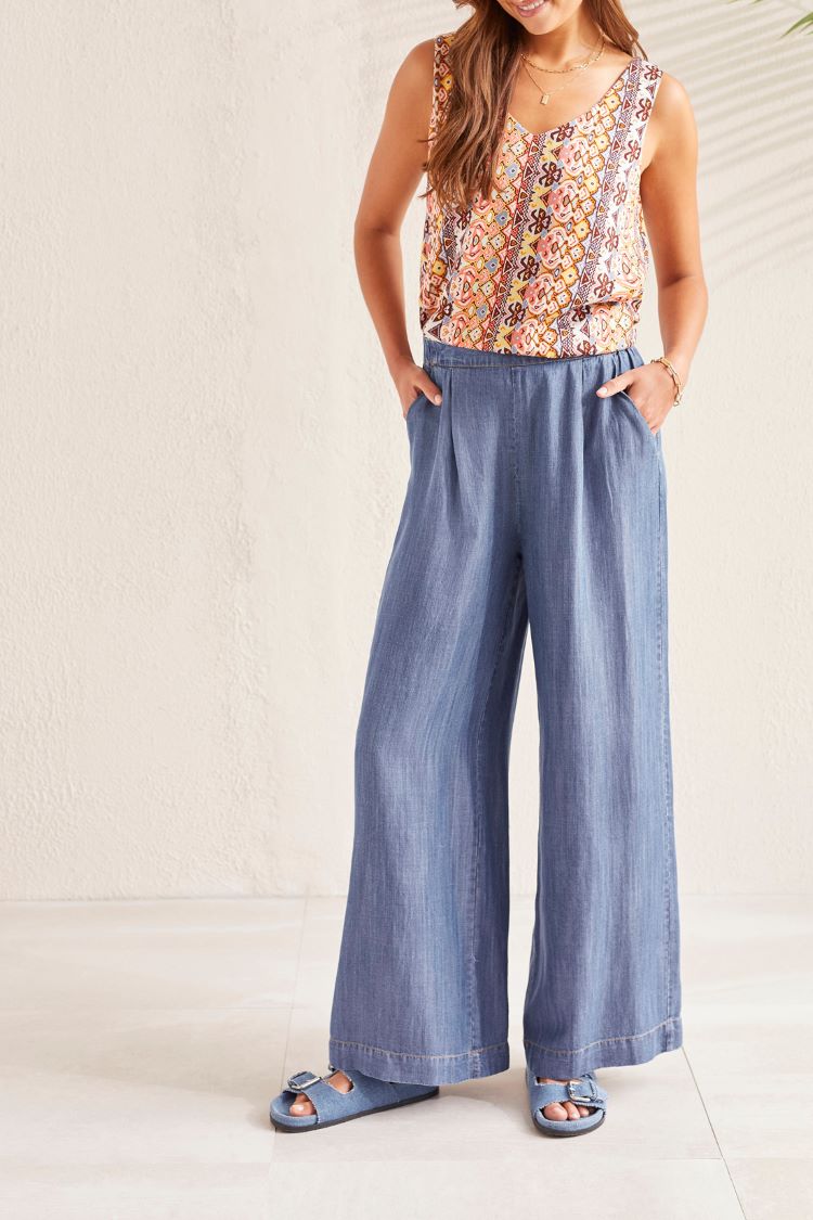 Tribal Style: 5493O/4954, Flowy Pull-On Wide Leg Pants, front view