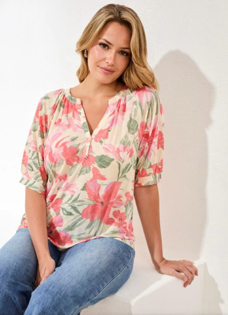 Elbow Sleeve Floral Top
