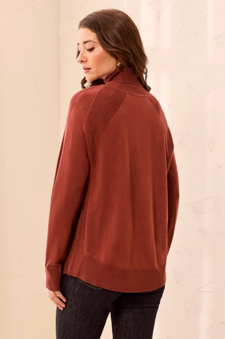 Tribal Mock Neck Raglan Sweater