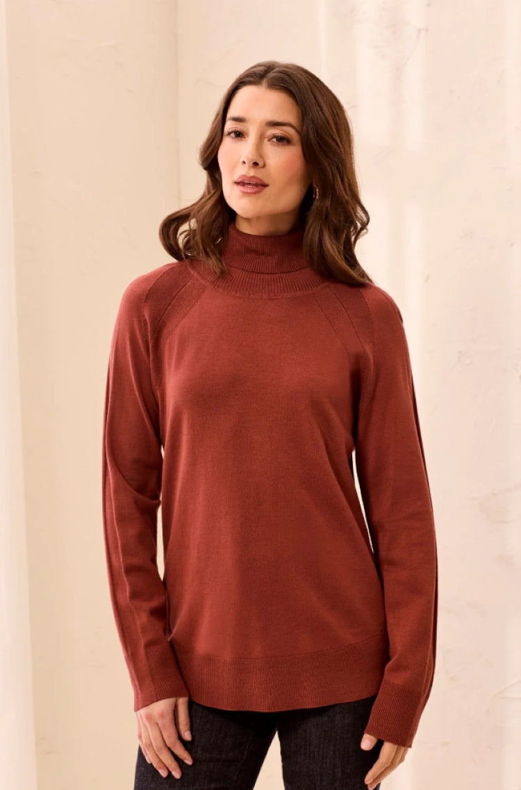 Tribal Mock Neck Raglan Sweater