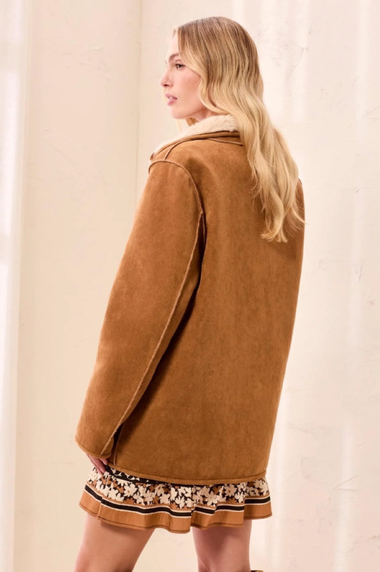 Tribal Faux Suede and Sherpa Reversible Jacket