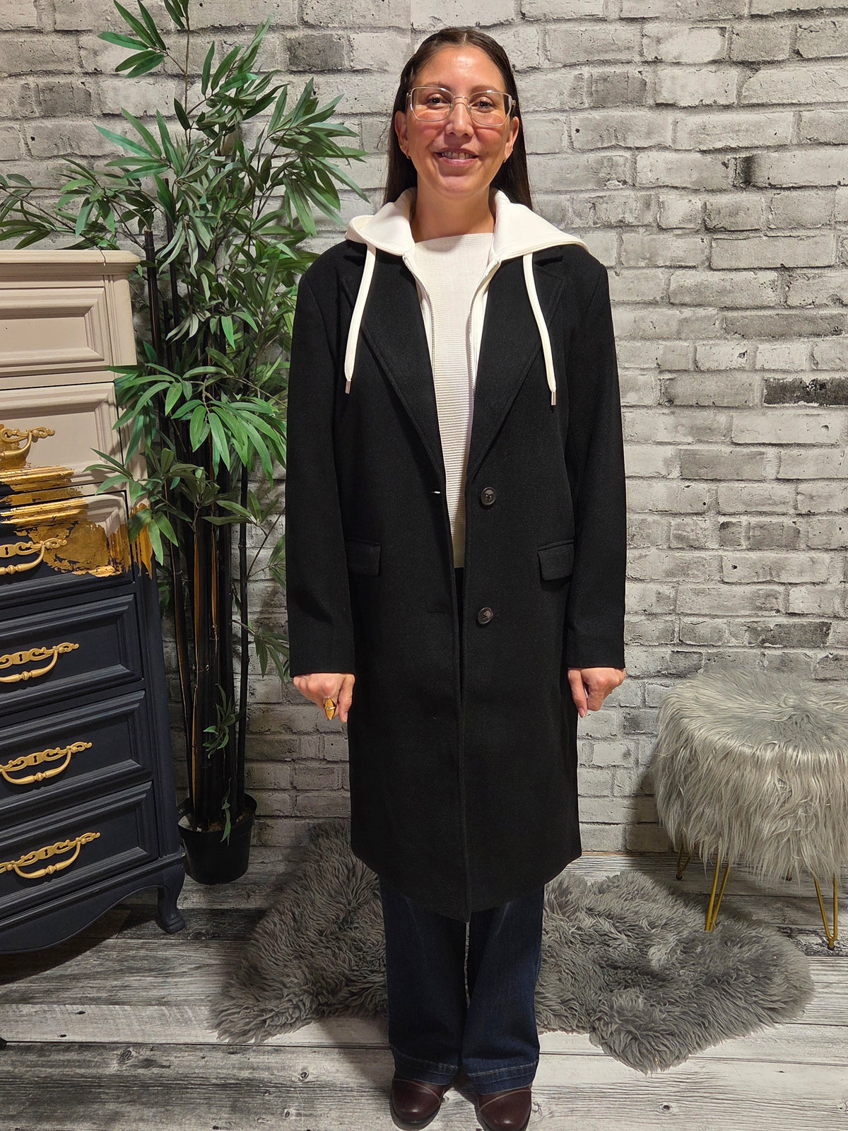 Tribal Knit Coat with Fooler Hood