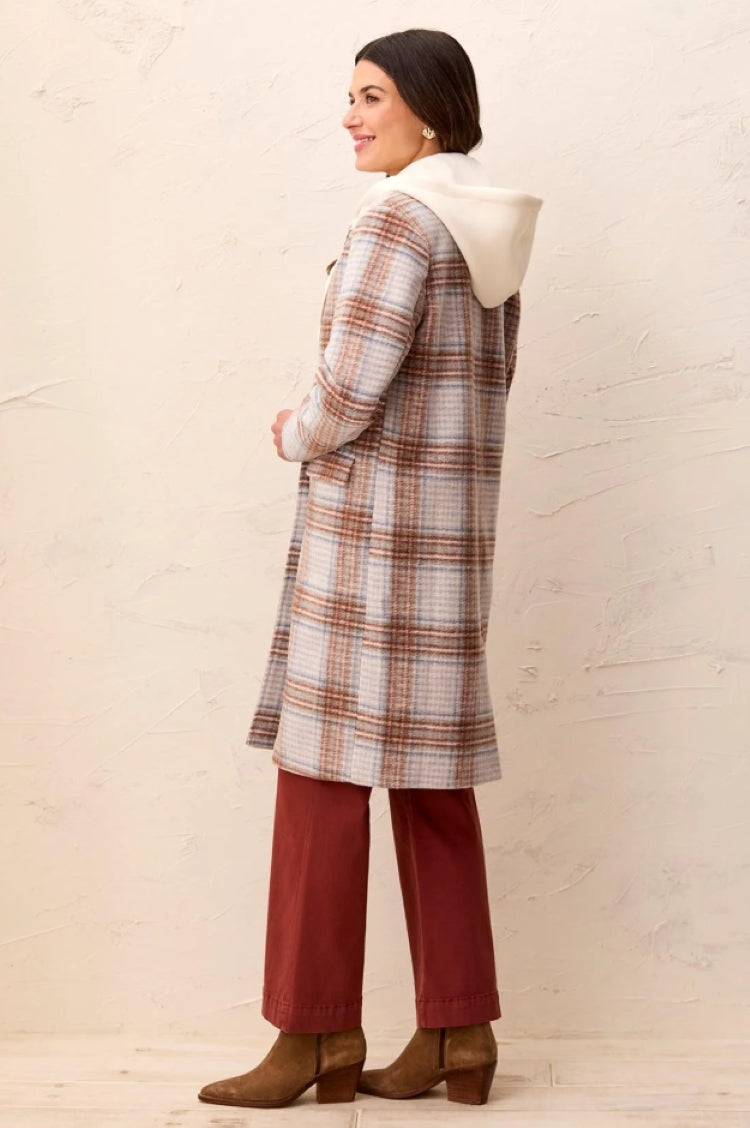Tribal Plaid Coat with Fooler Hood