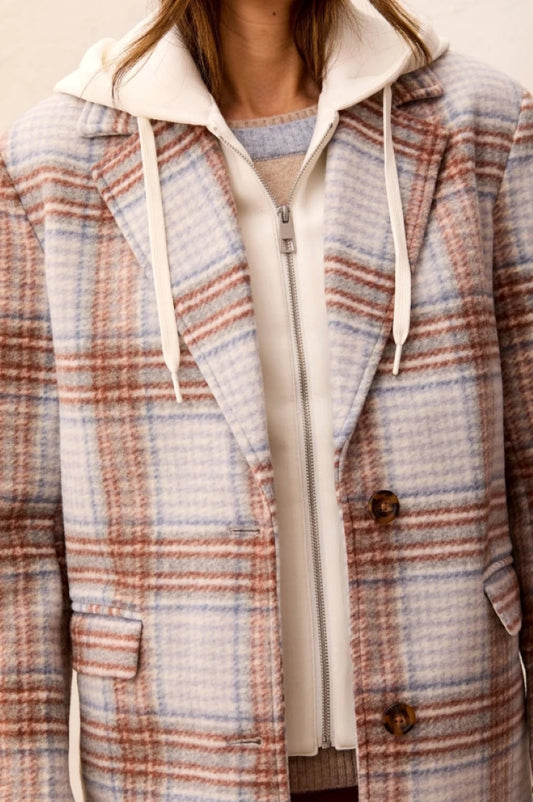 Tribal Plaid Coat with Fooler Hood