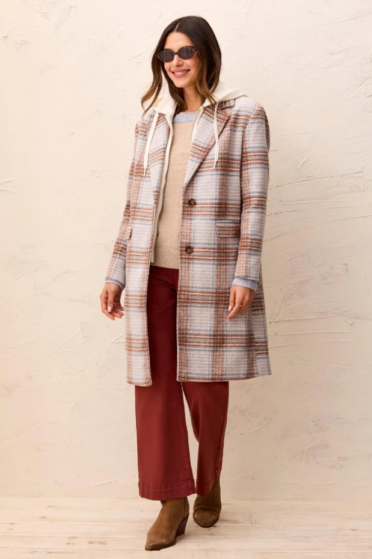 Tribal Plaid Coat with Fooler Hood