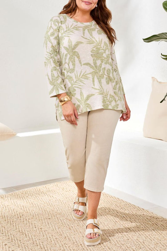 Size Inclusive 3/4 Sleeve Crew Neck