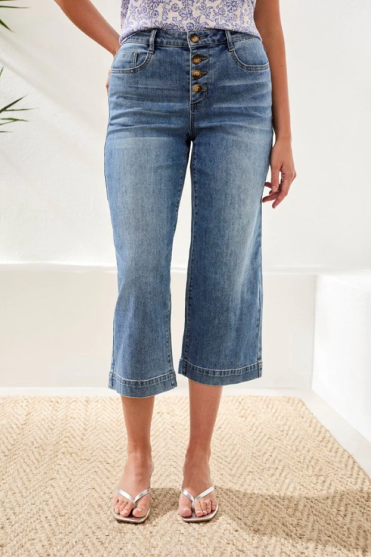 Audrey Button Fly Crop Jeans