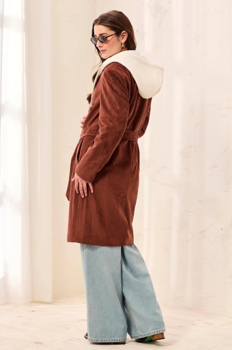 Tribal Suede Belted Trench Coat