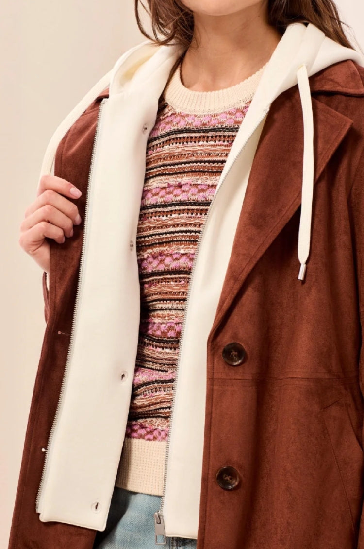 Tribal Suede Belted Trench Coat