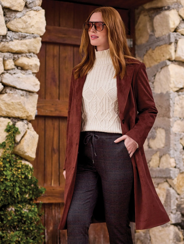 Tribal Suede Belted Trench Coat
