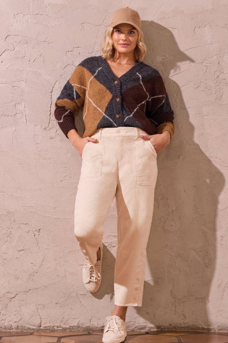 Tribal Diamond Colourblock Cropped Cardigan
