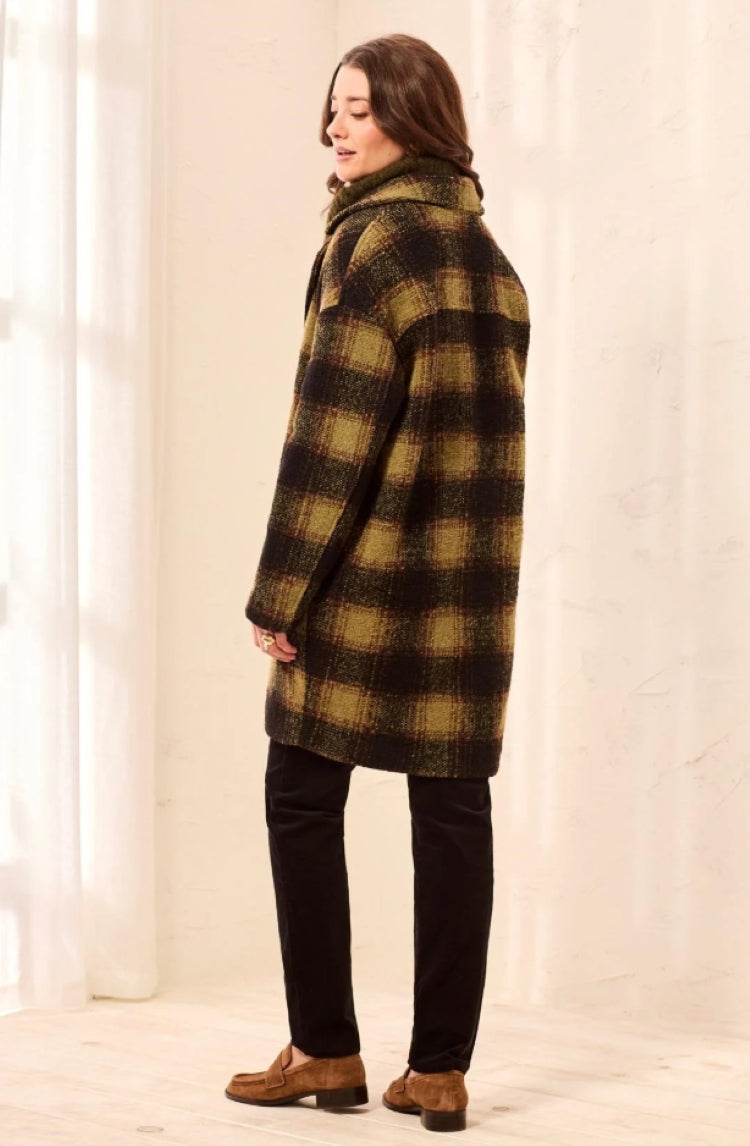 Tribal Plaid Knit Cocoon Coat