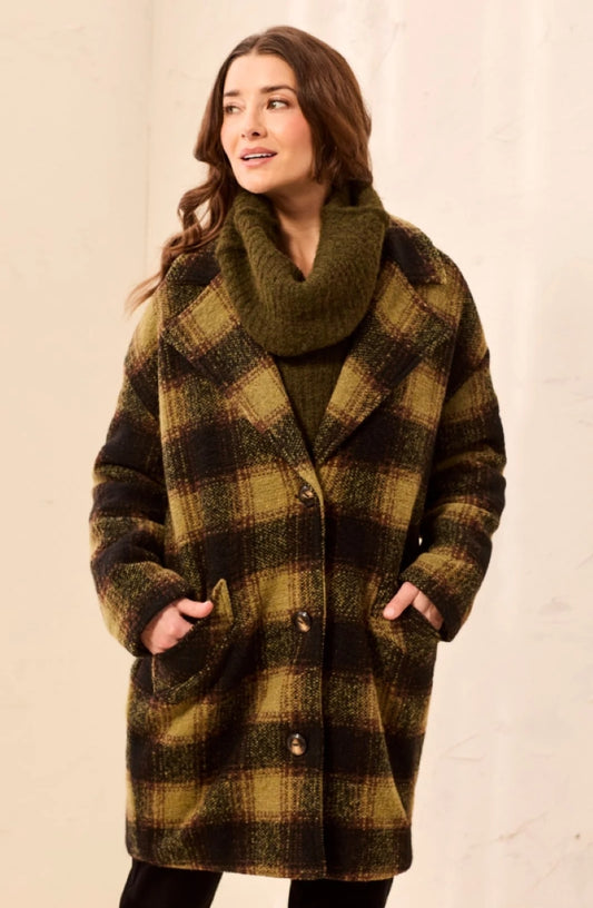 Tribal Plaid Knit Cocoon Coat