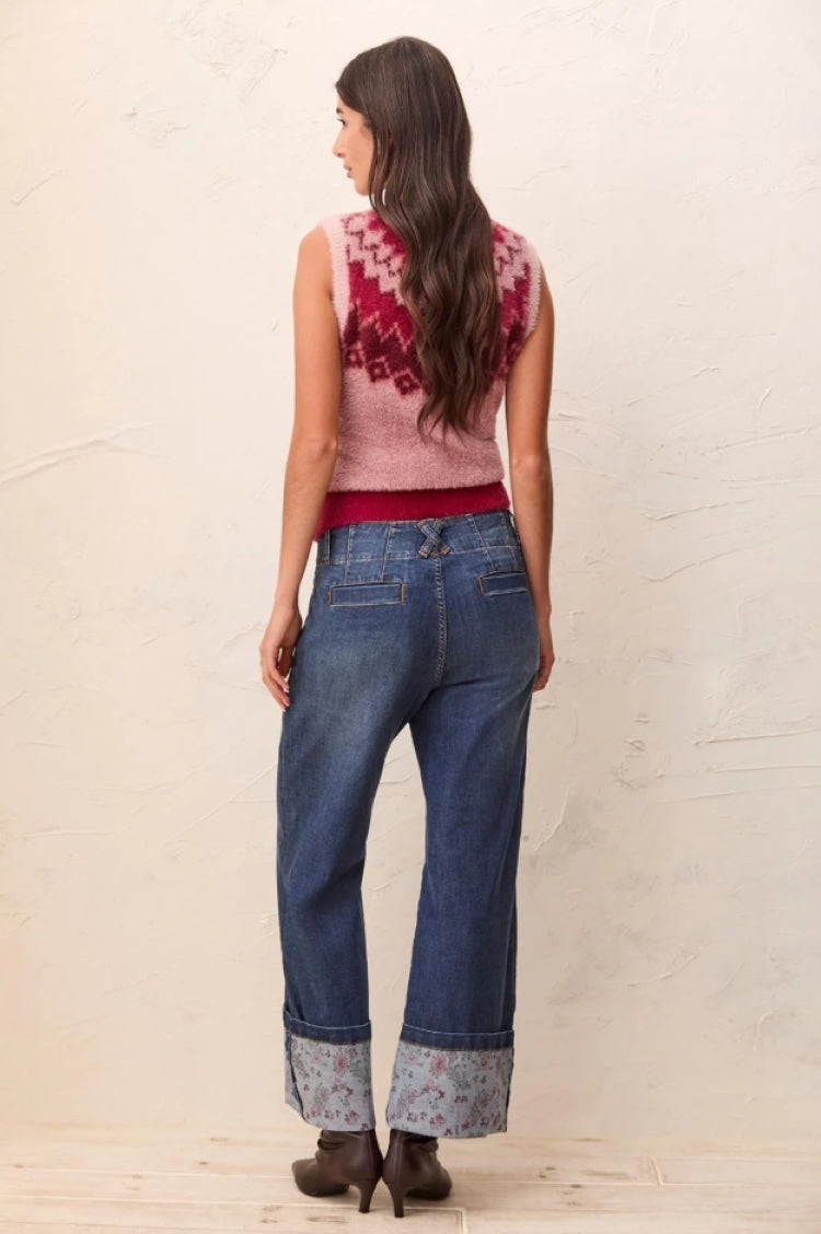 Tribal Audrey Palazzo Jeans with Printed Cuffs