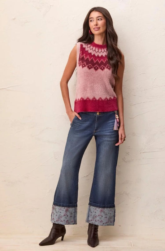 Tribal Audrey Palazzo Jeans with Printed Cuffs