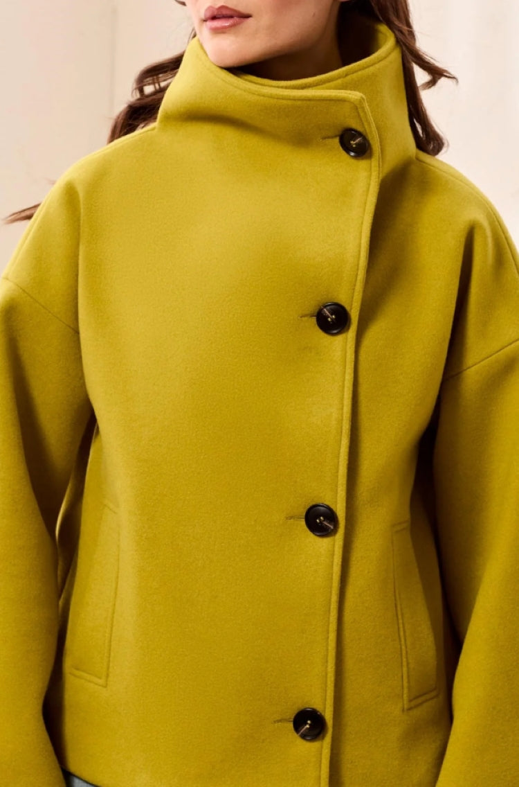 Tribal Lofty Knit Funnel Neck Jacket