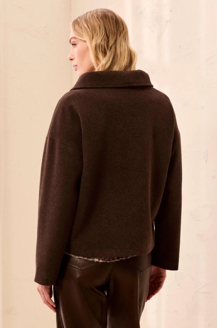 Tribal Lofty Knit Funnel Neck Jacket