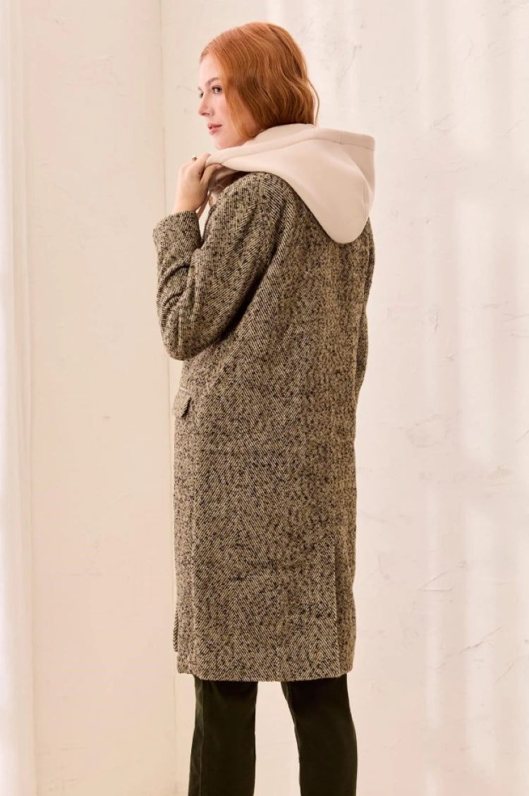 Tribal Herringbone Coat with Removable Hood
