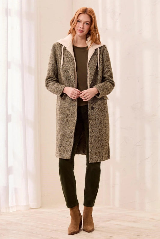 Tribal Herringbone Coat with Removable Hood