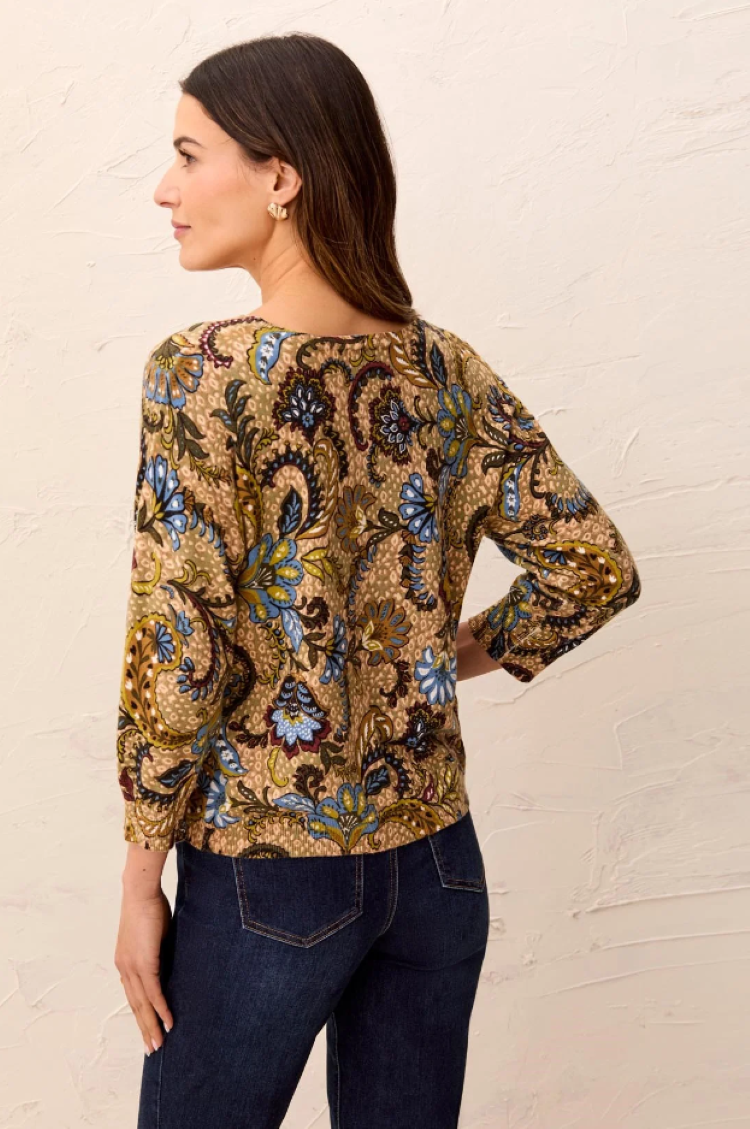 3/4 Sleeve Crew Neck Sweater
