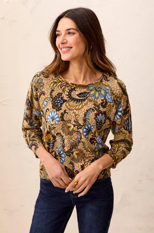 3/4 Sleeve Crew Neck Sweater