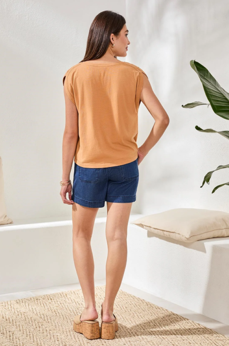 Boat Neck Cap Sleeve Top