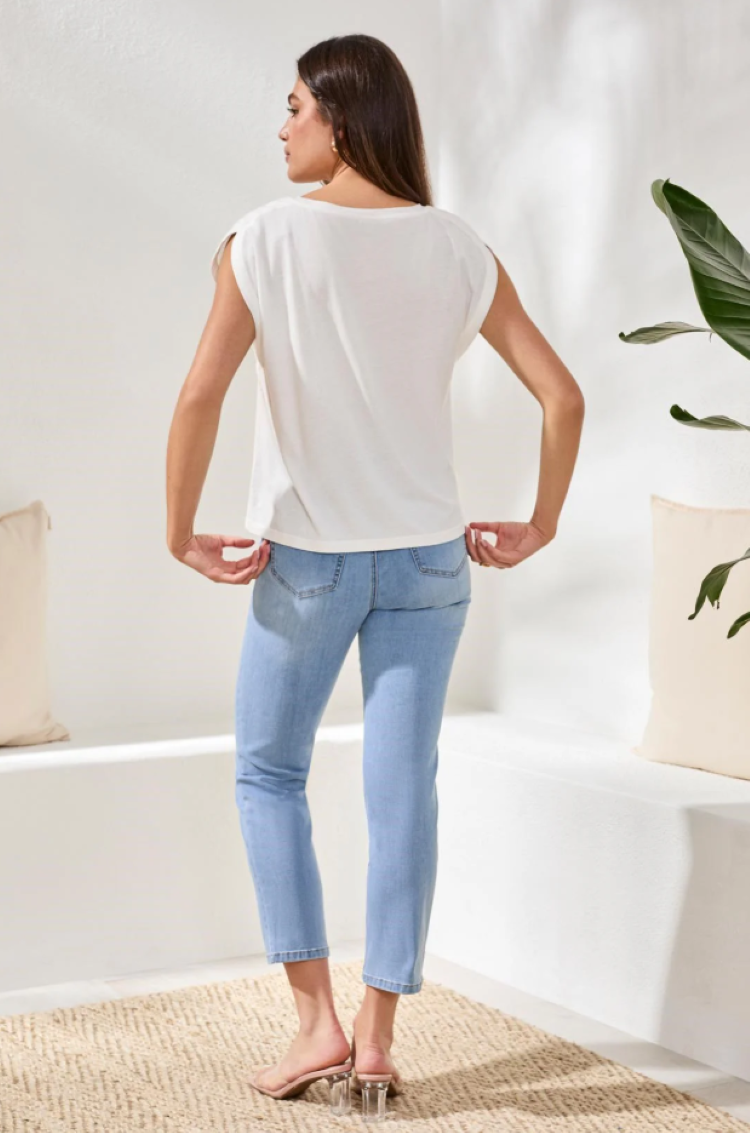 Boat Neck Cap Sleeve Top