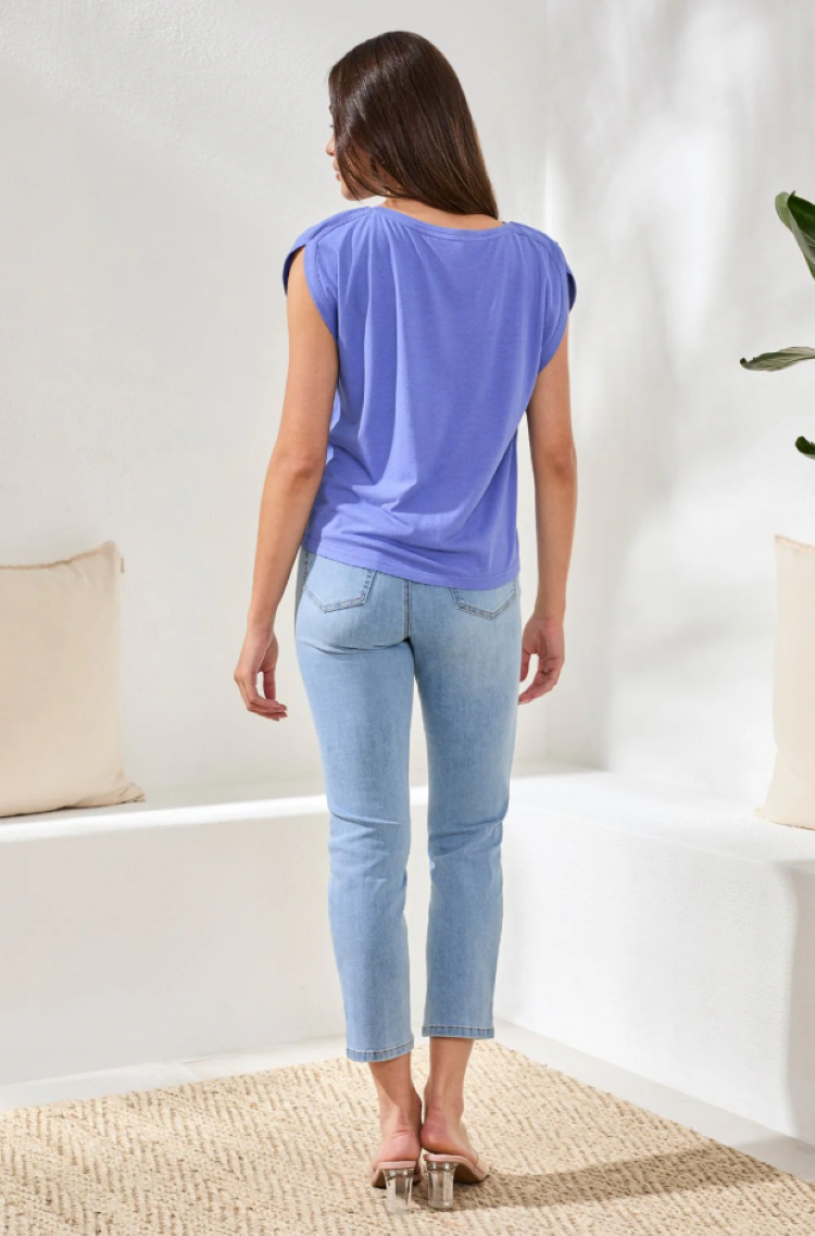 Boat Neck Cap Sleeve Top