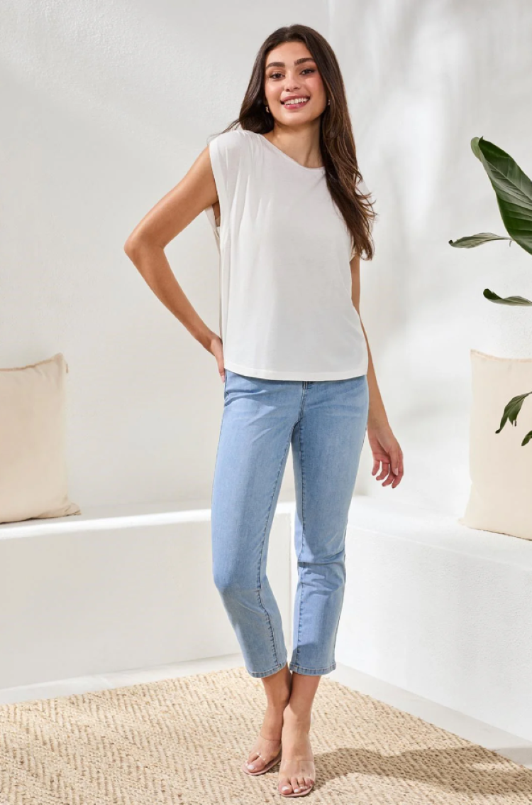 Boat Neck Cap Sleeve Top