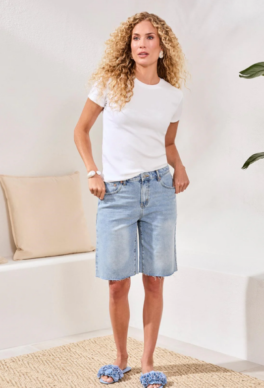 Brooke Wide Leg Denim Shorts