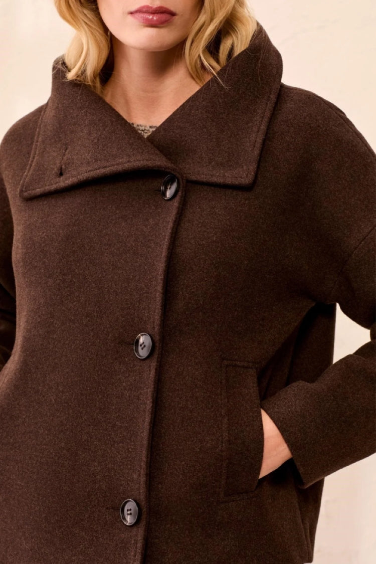 Tribal Lofty Knit Funnel Neck Jacket