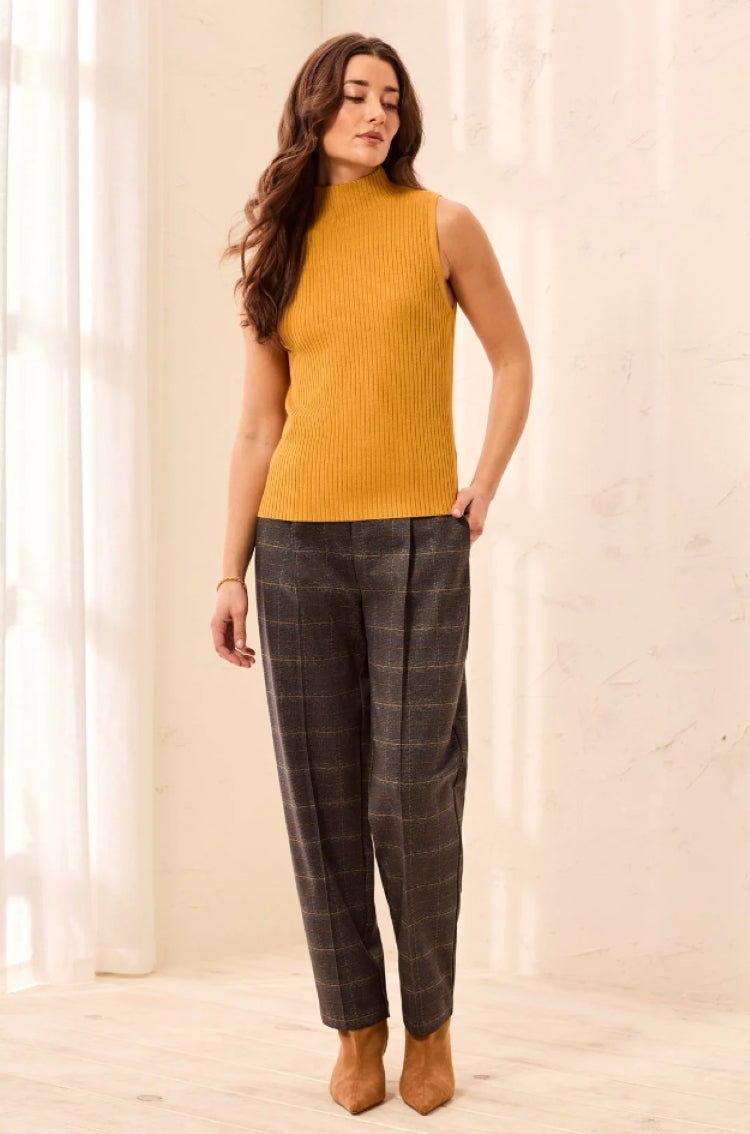 Tribal Ribbed Funnel Neck Tank
