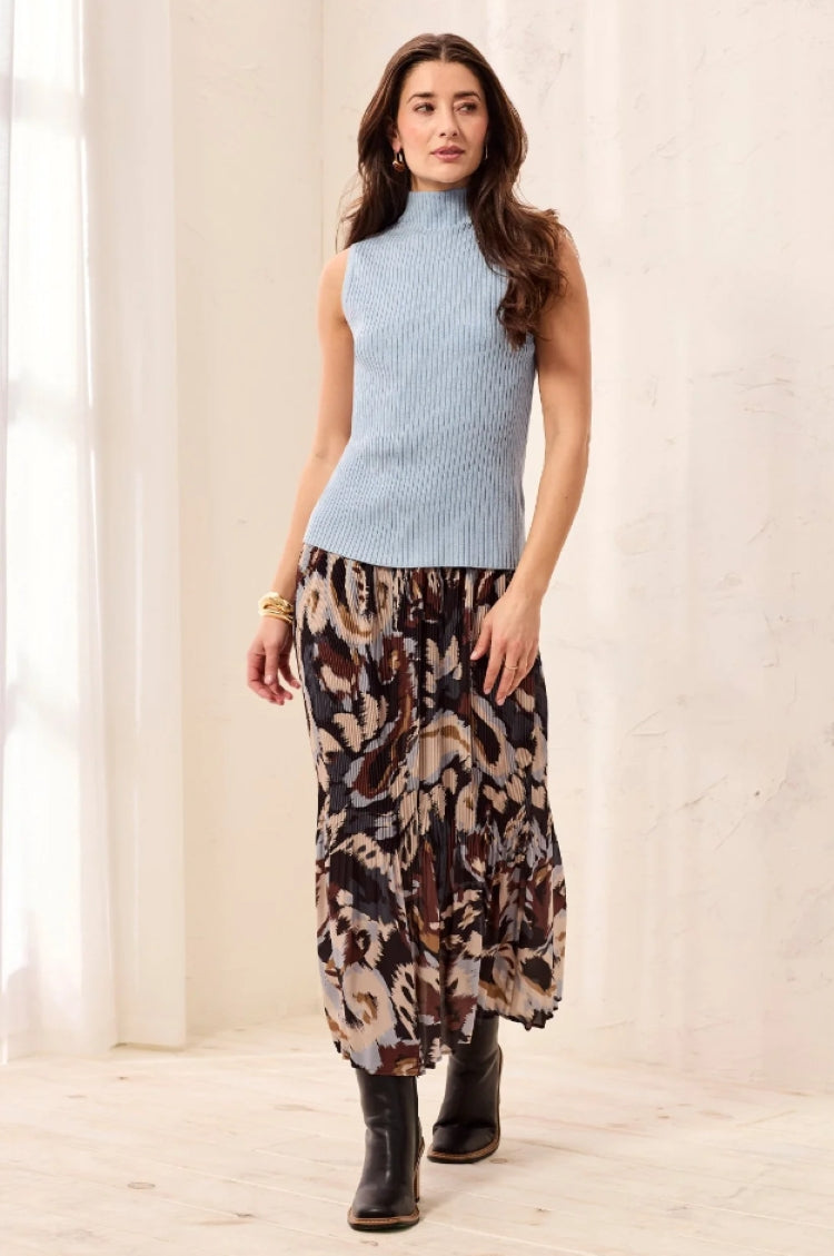 Tribal Ribbed Funnel Neck Tank